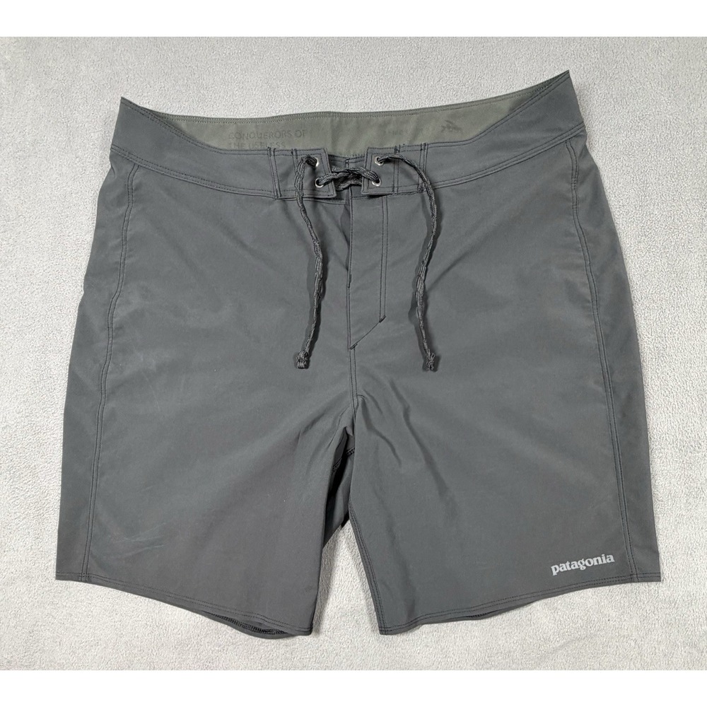 Patagonia Hydro Series Board Shorts Mens 32 Gray Swim Trunks Graphic Flaw